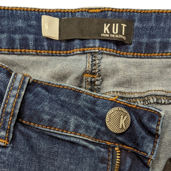 Kut from the Kloth Connie Ankle Skinny Raw Frayed High Low Hem Mid Rise Jeans - Picture 5 of 9